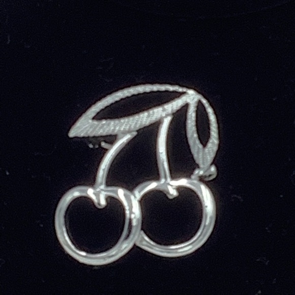 Silvertone Cherry Brooch - Picture 3 of 4